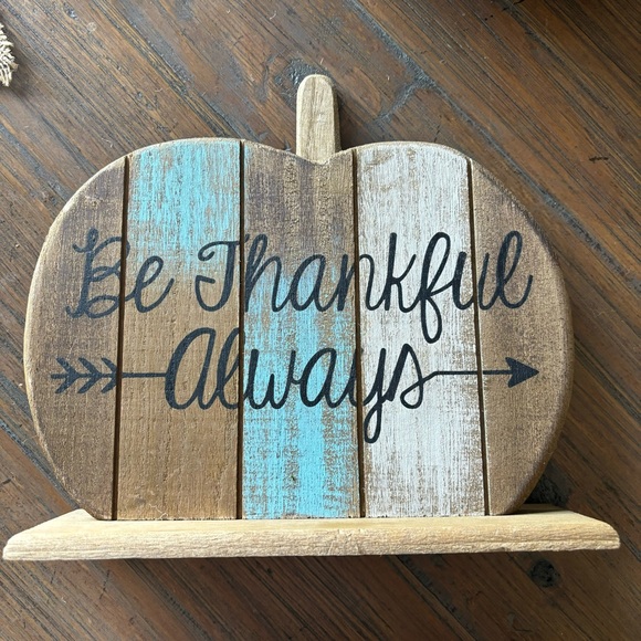 Five item fall thankful bundle of two pumpkins, sign, banner & espresso cup set - Picture 3 of 16